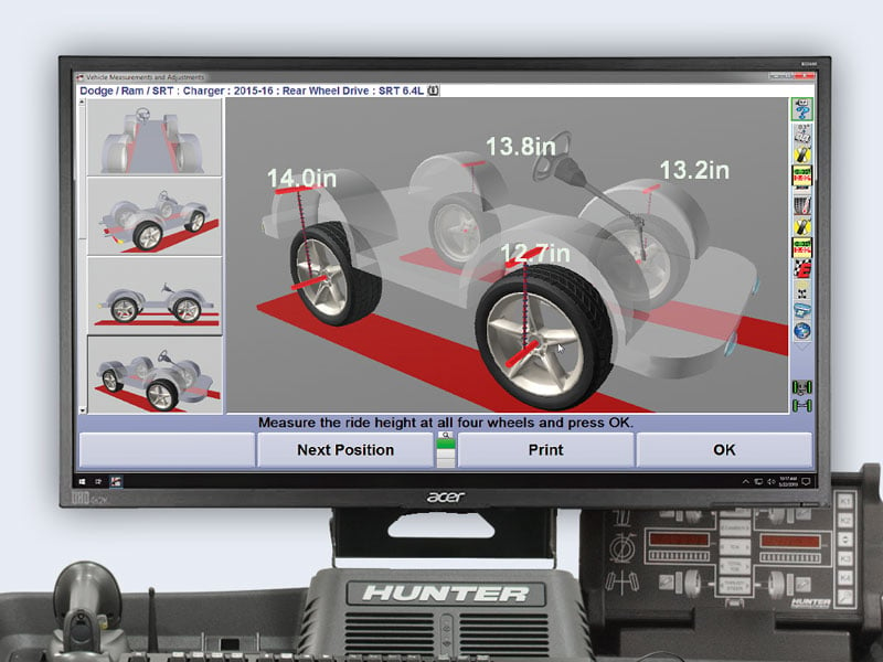 winalign live ride height adjustments on computer screen