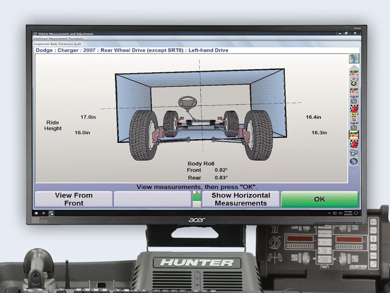 hunter winalign suspension audit feature on computer screen