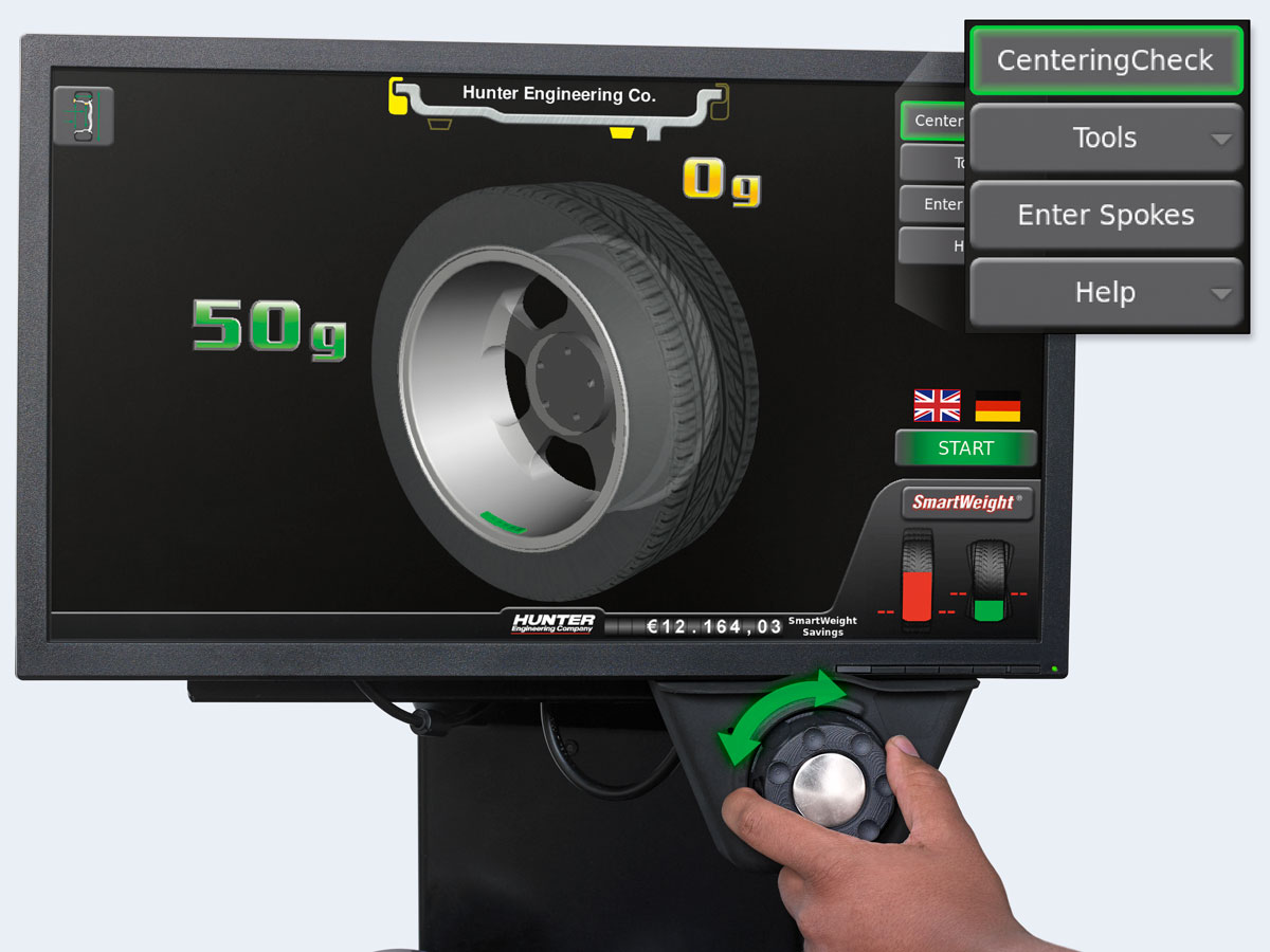 hunter wheel balancer single knob controls interface