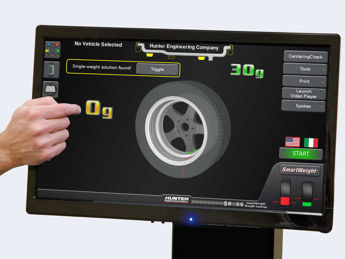 hunter wheel balancer touchscreen controls interface